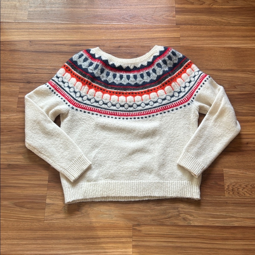 GAP Fair Isle Nordic Icelandic Nylon Wool Blend Crewneck Sweater L